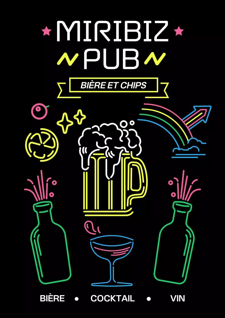 Un pub plein d'enseignes lumineuses