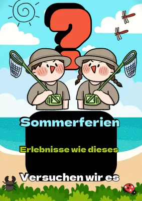 Werben Sie für ein Pop-Art-Sommerferienerlebnis in Hellblau und Rot