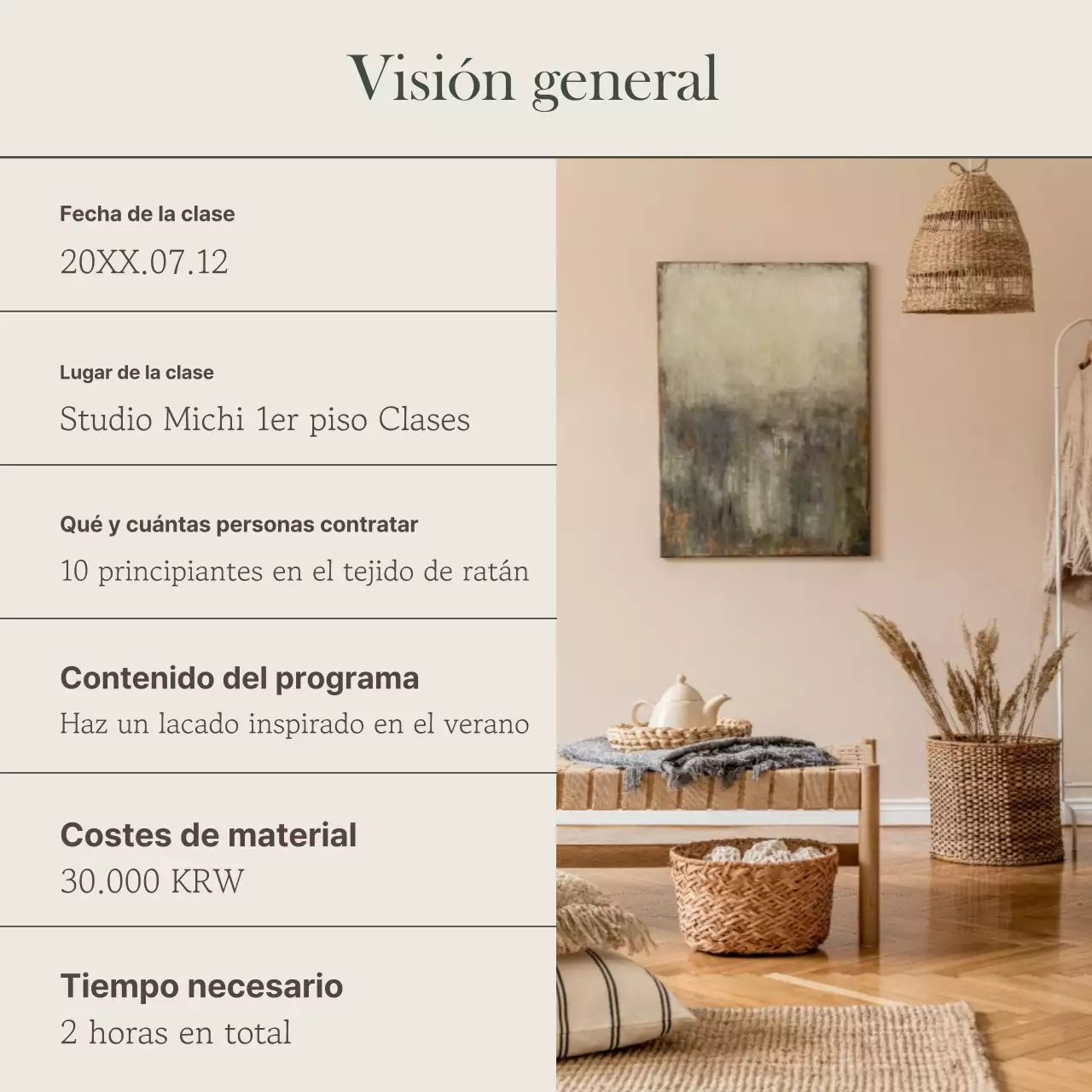 Promover una clase sencilla de un día en caqui y beige