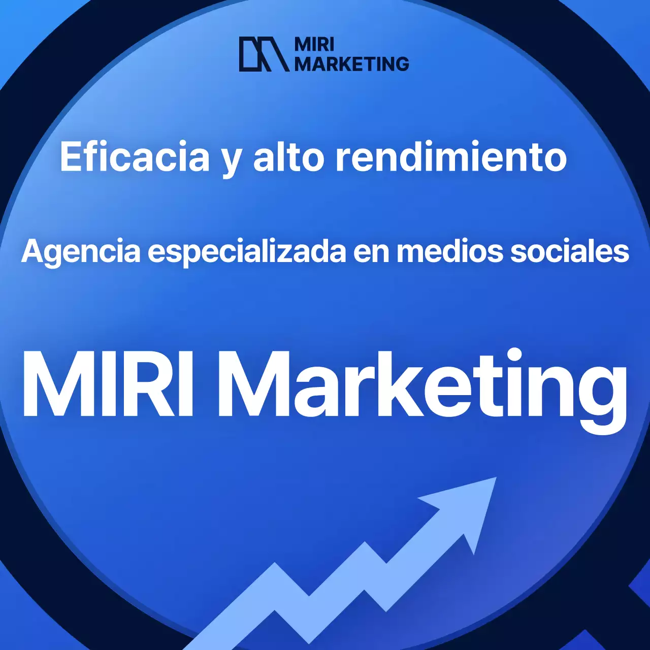 Anuncio sencillo en azul de una agencia de marketing en redes sociales