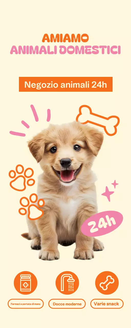 Un negozio di forniture per animali aperto 24 ore su 24 con simpatici cuccioli