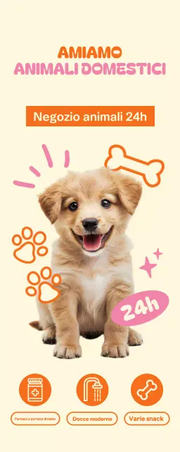 Un negozio di forniture per animali aperto 24 ore su 24 con simpatici cuccioli