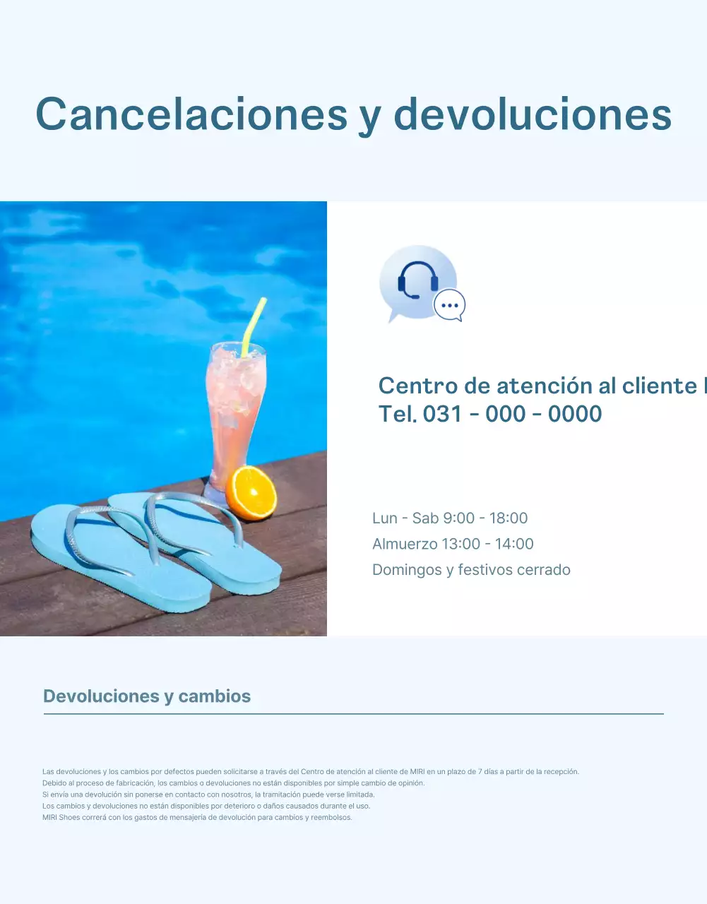 Moderno anuncio promocional de verano en azul claro