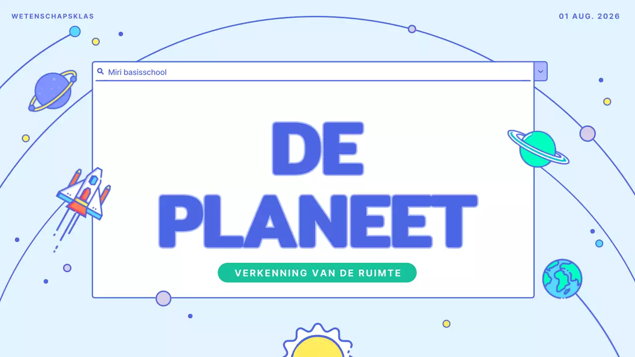 Een mooi wit en lichtblauw leermiddel voor het zonnestelsel