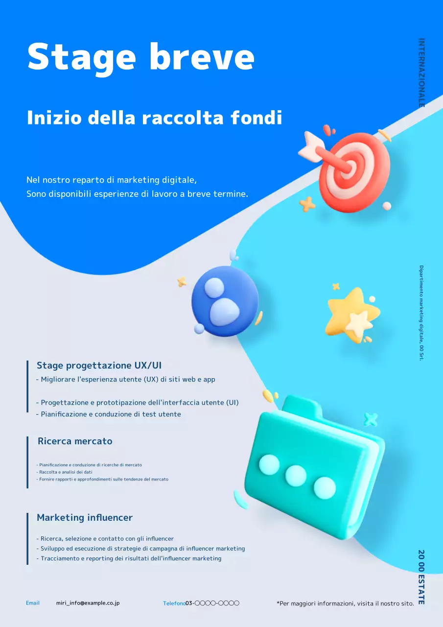 Opportunità di stage di breve durata in blu e azzurro semplice