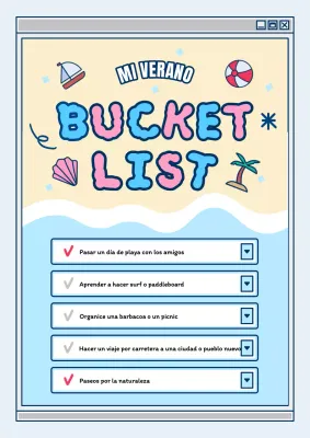 Bloc de notas con una bonita lista de tareas para las vacaciones de verano en azul claro y rosa