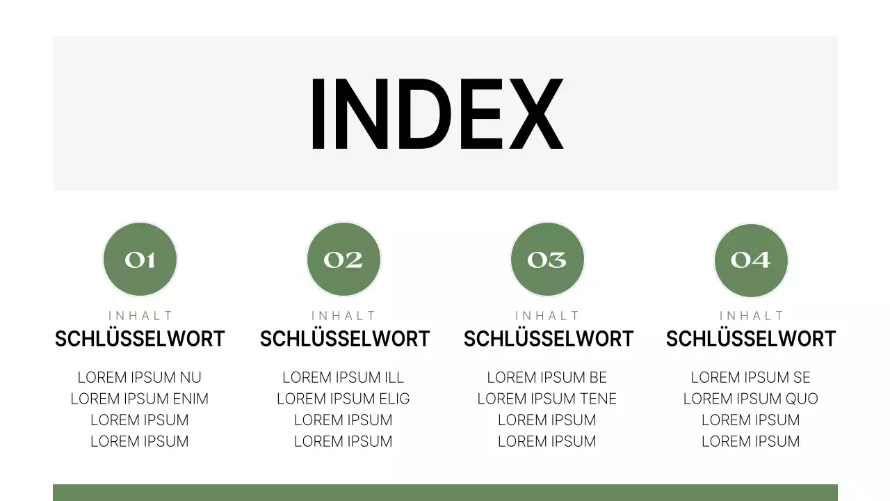 Ein einfaches, gebrandetes, grün-weißes Unternehmensprofil