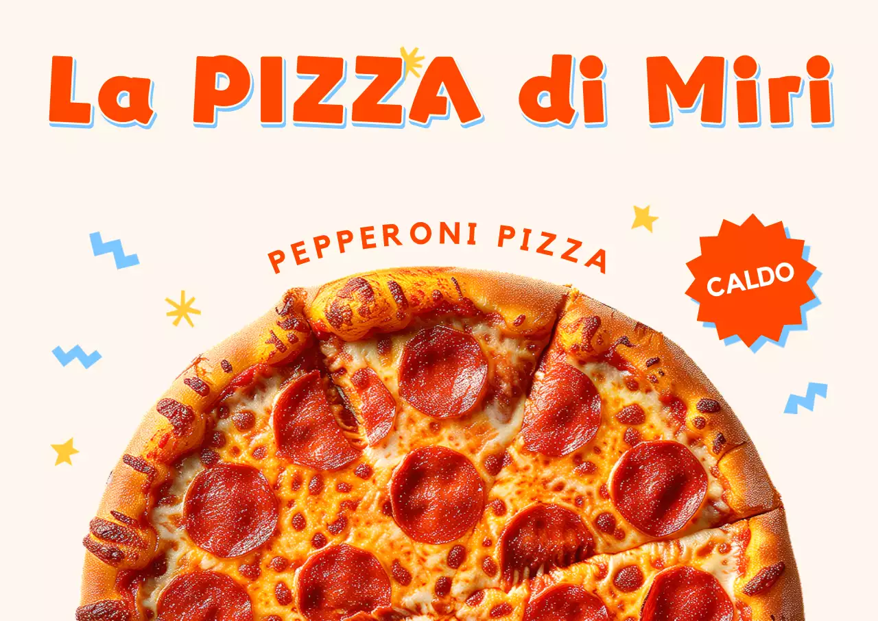 Poster tridimensionale per pizza con design pop