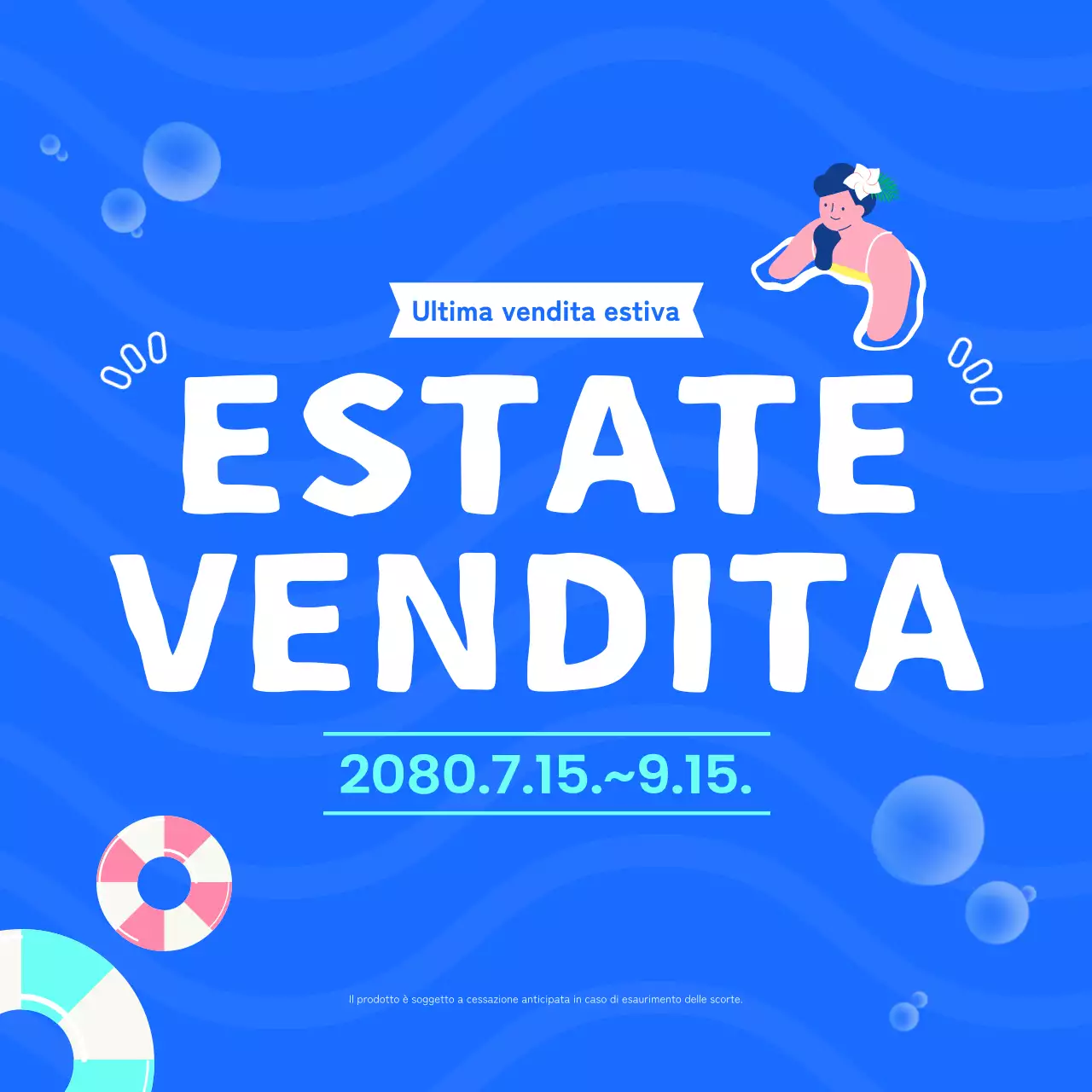 Annunci di sconti estivi di colore blu.