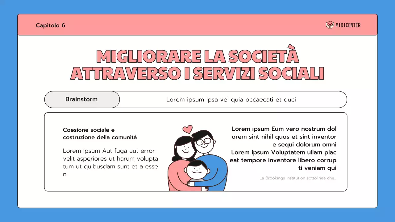 Una simpatica introduzione al servizio comunitario in blu e rosa