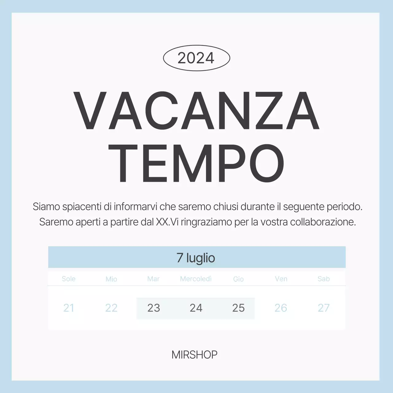 Semplici offerte vacanza di colore azzurro