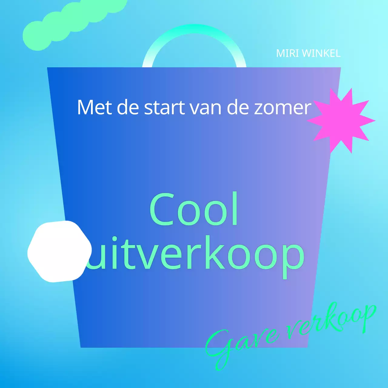 Promoot een moderne zomeruitverkoop in lichtblauw en chartreuse