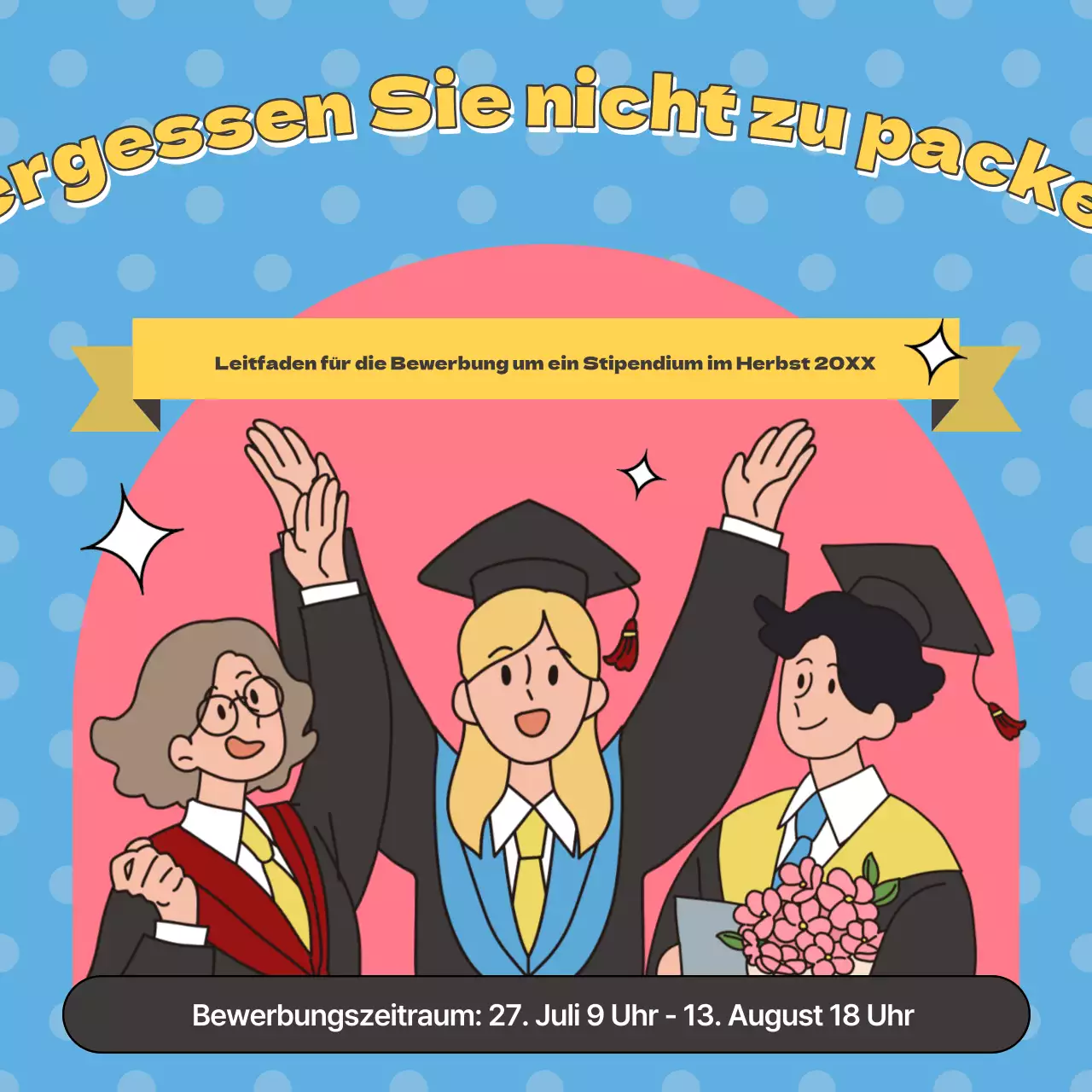 Rosa und hellblau für die Stipendienanträge der zweiten Jahreshälfte