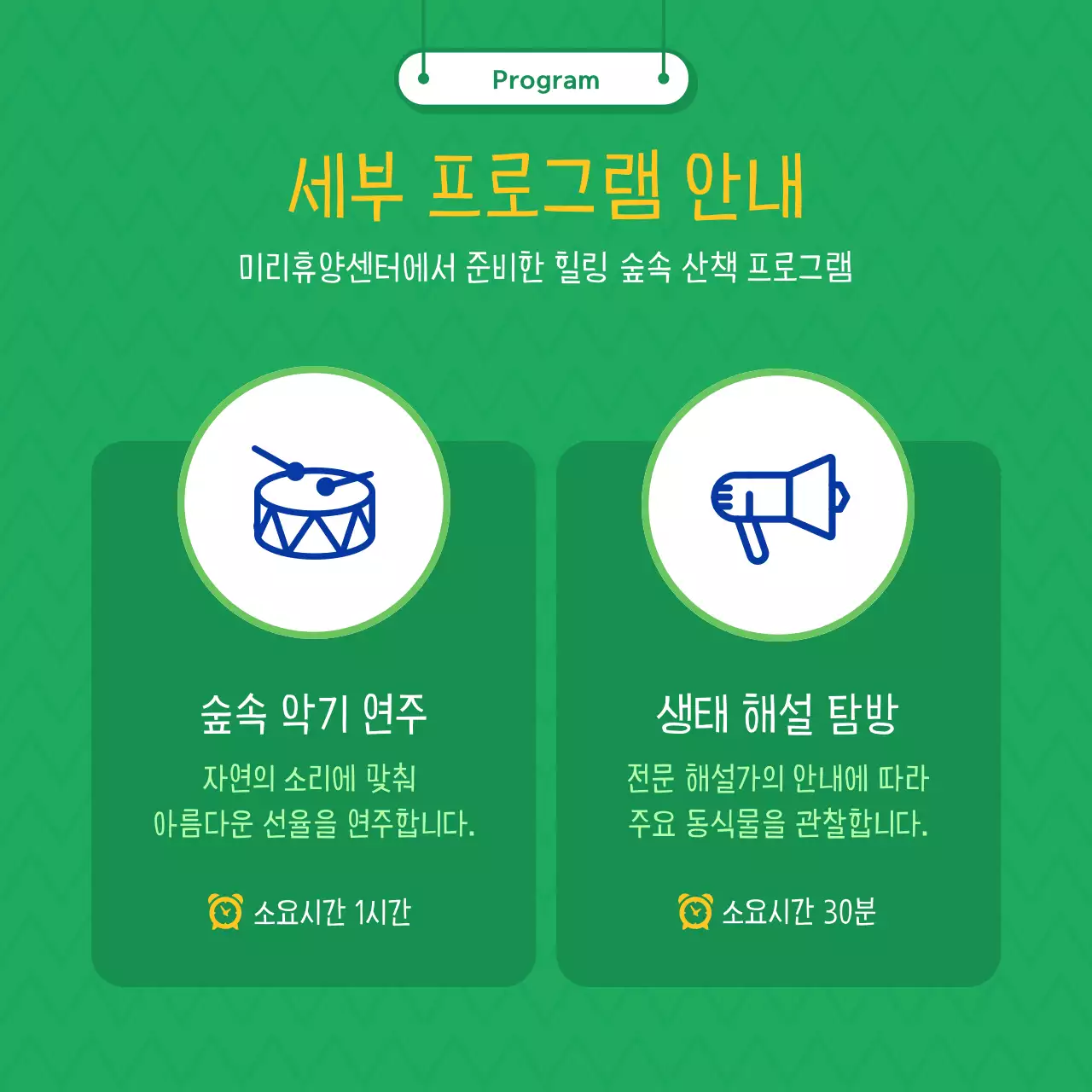 초록과 파랑의 트렌드한 산책 모집 안내서
