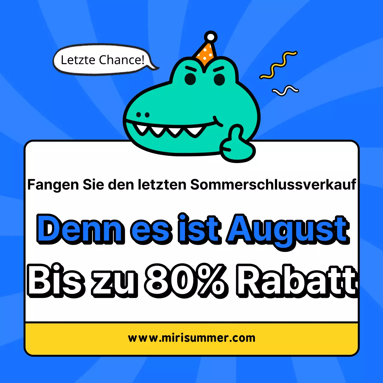 Kitschige Sommerschlussverkaufsankündigungen in Marineblau und Weiß