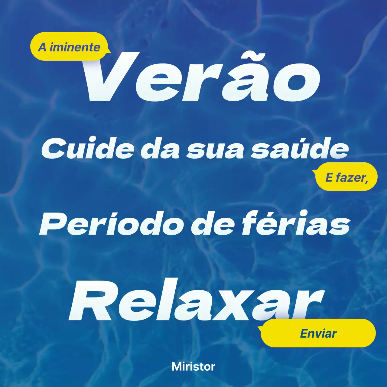 Correio de saudações de verão com reflexos amarelos sobre azul
