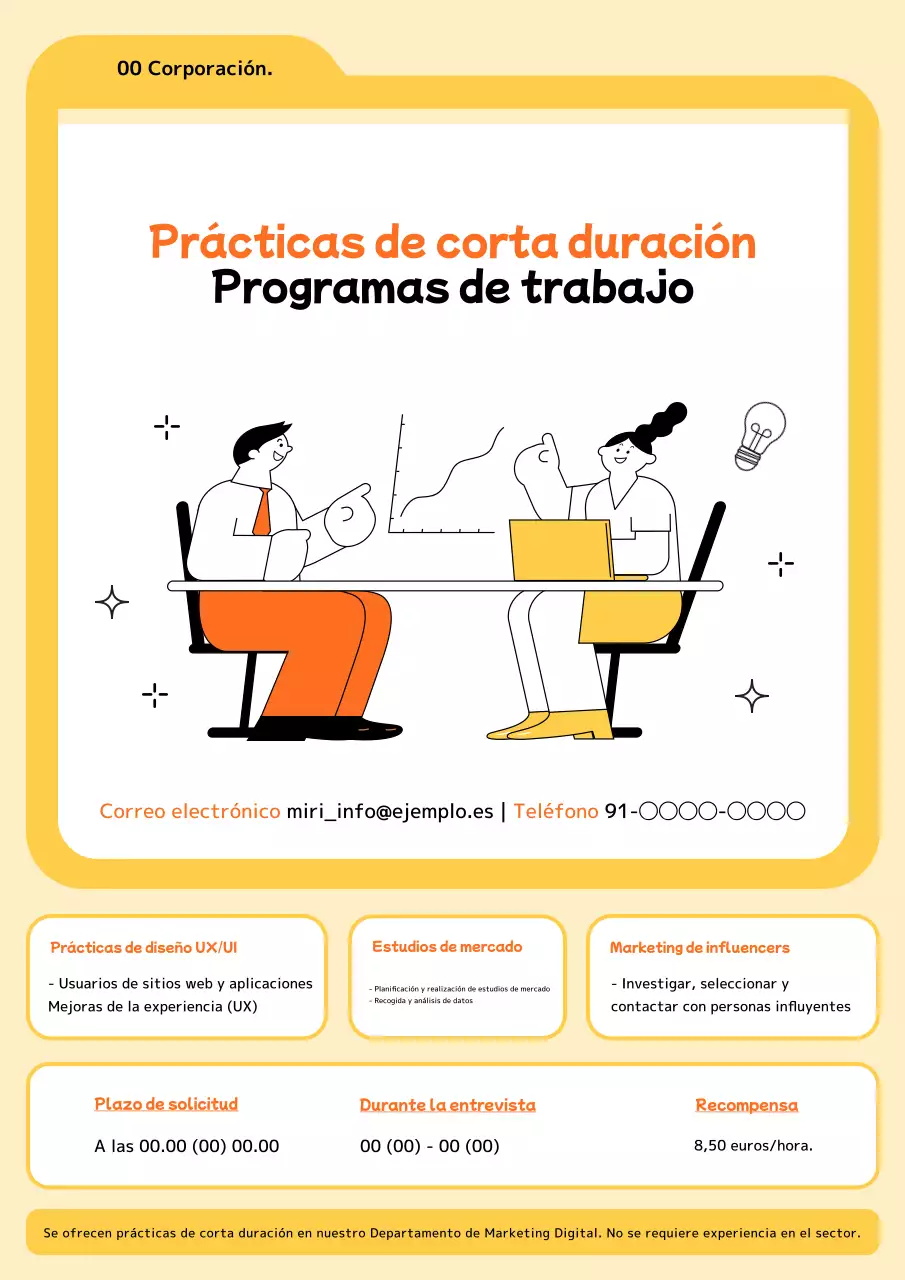 Simples oportunidades de prácticas de corta duración en naranja y amarillo.