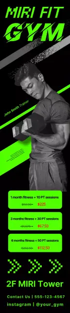 Poster dan spanduk pelatih olahraga berwarna neon dan bergerak cepat