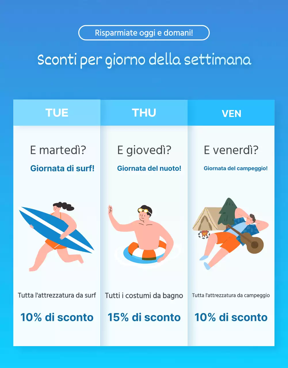 Promuovere una moderna vendita estiva in blu e azzurro