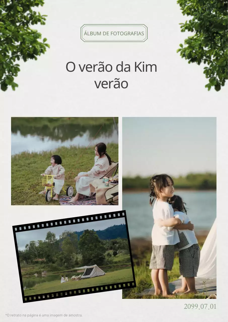 Capa de álbum de estilo natural em branco e verde