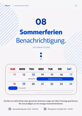 Ein einfaches Konzept Urlaubsbrief in blau