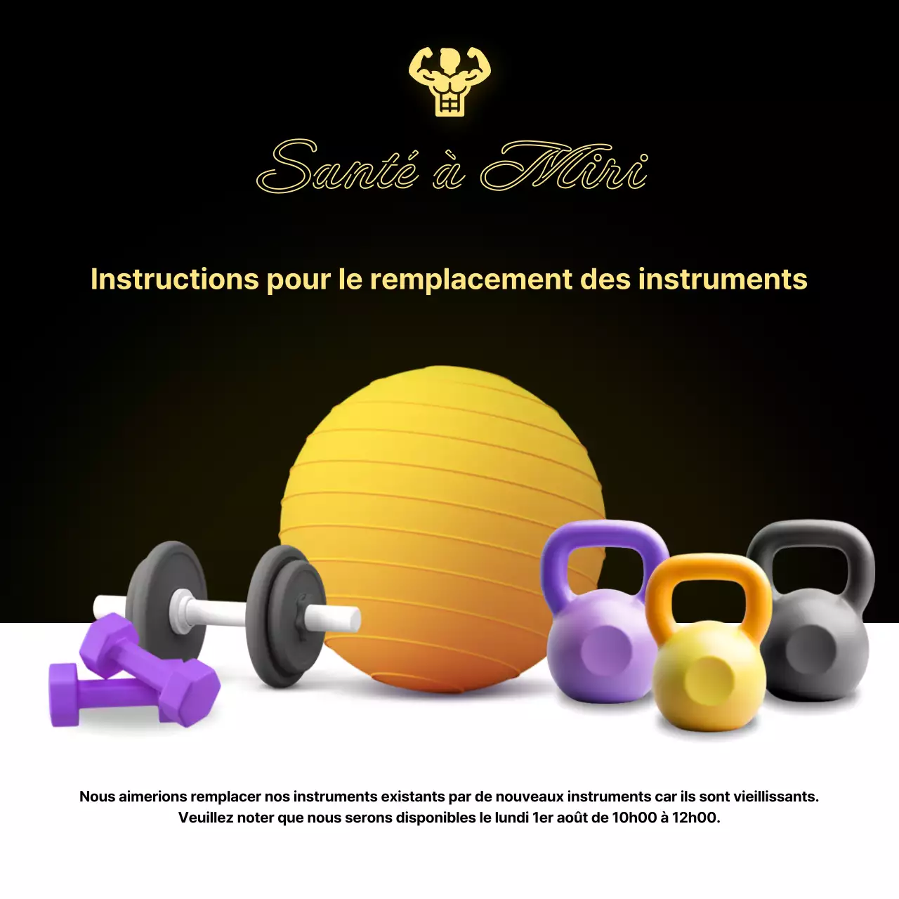 Annonce du remplacement de l'appareil d'exercice simple et jaune