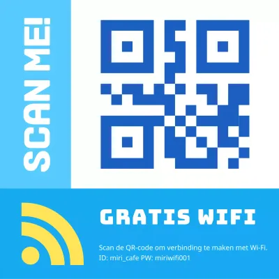 Een eenvoudige lichtblauwe en witte Wi-Fi-aankondiging