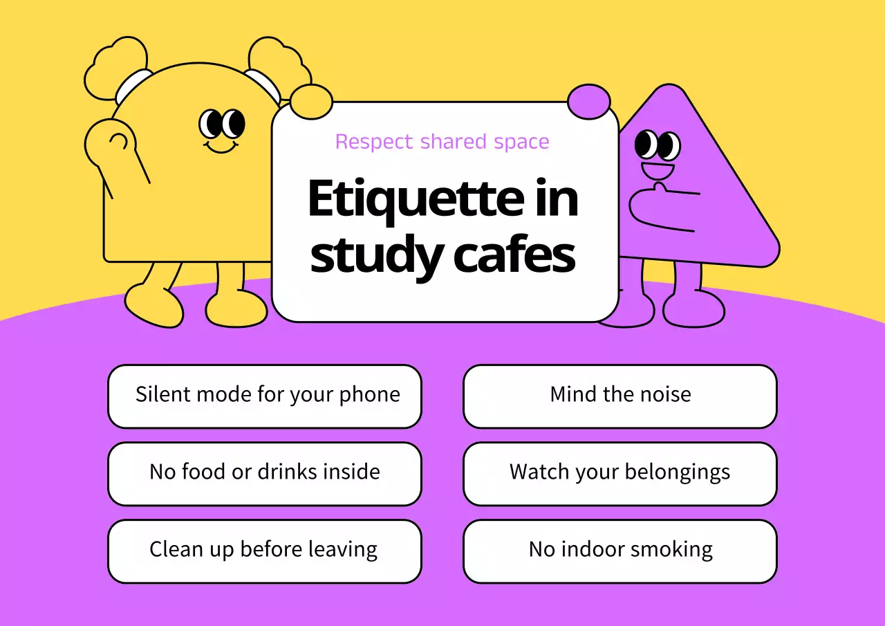 Yellow Simple Cafe Etiquette Guide Poster