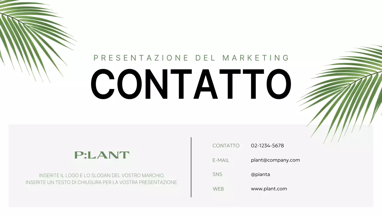 Un profilo aziendale semplice, con marchio, verde e bianco