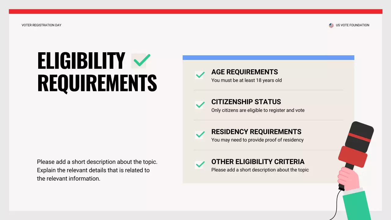 Red Simple Voter Registration Guide Presentation