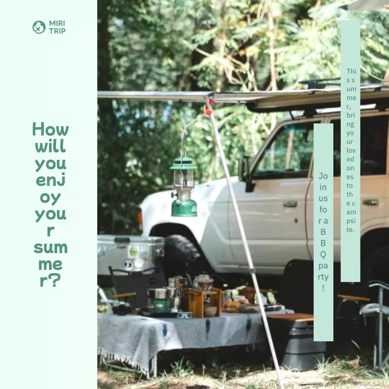 Green Rustic Camping Invitation Social Media Post