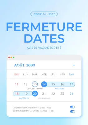 Annonce de vacances avec un concept de site web simple en bleu clair