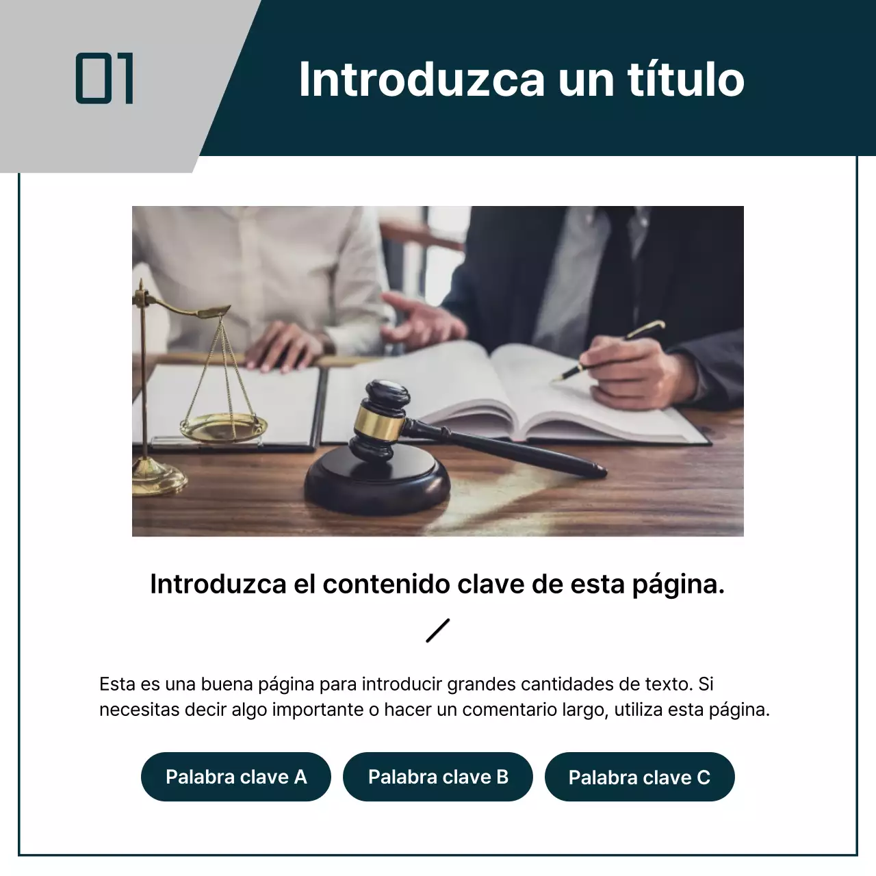 Una carta de presentación sencilla en azul marino y gris