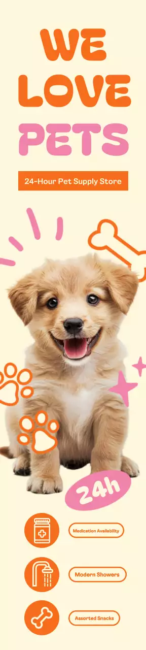 Toko perlengkapan hewan peliharaan 24 jam dengan anak-anak anjing yang lucu
