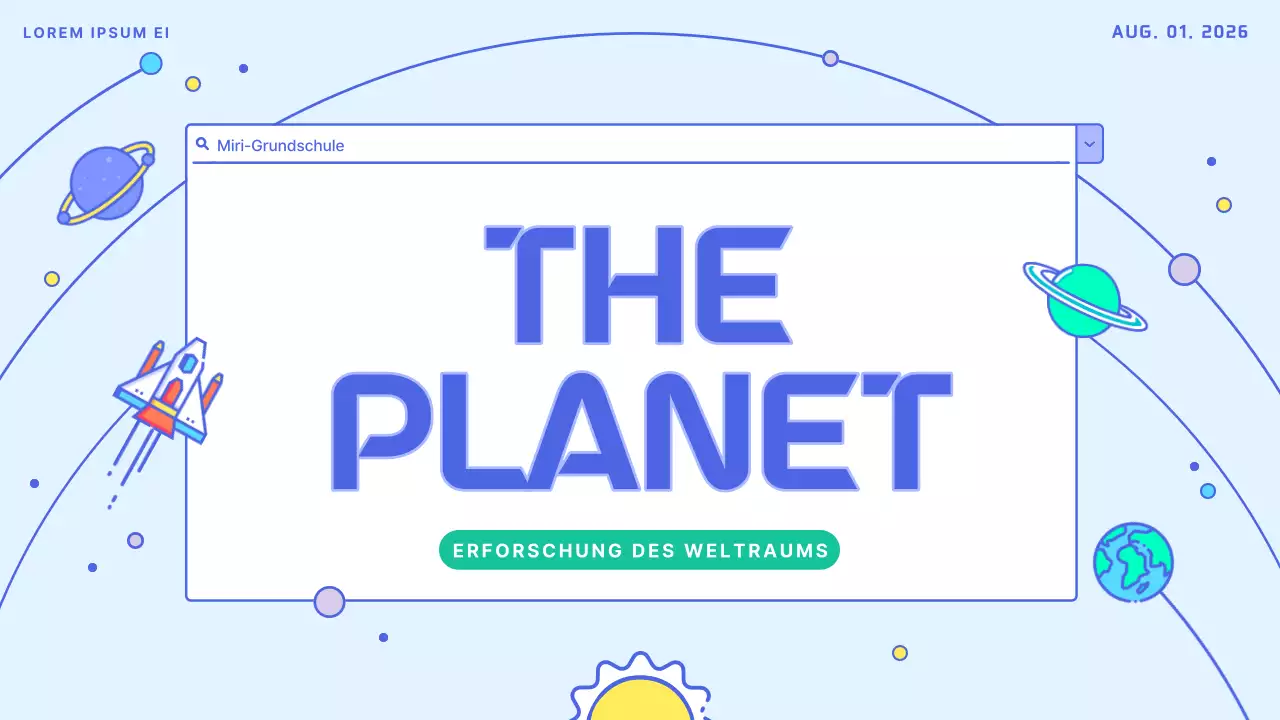 Ein hübsches weißes und hellblaues Lehrmittel zum Sonnensystem