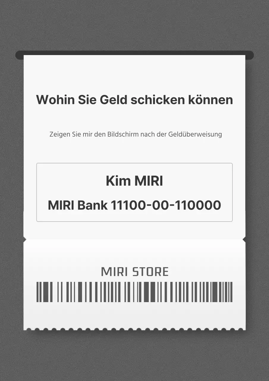 Eine einfache schwarz-weiße Abbuchungsmitteilung