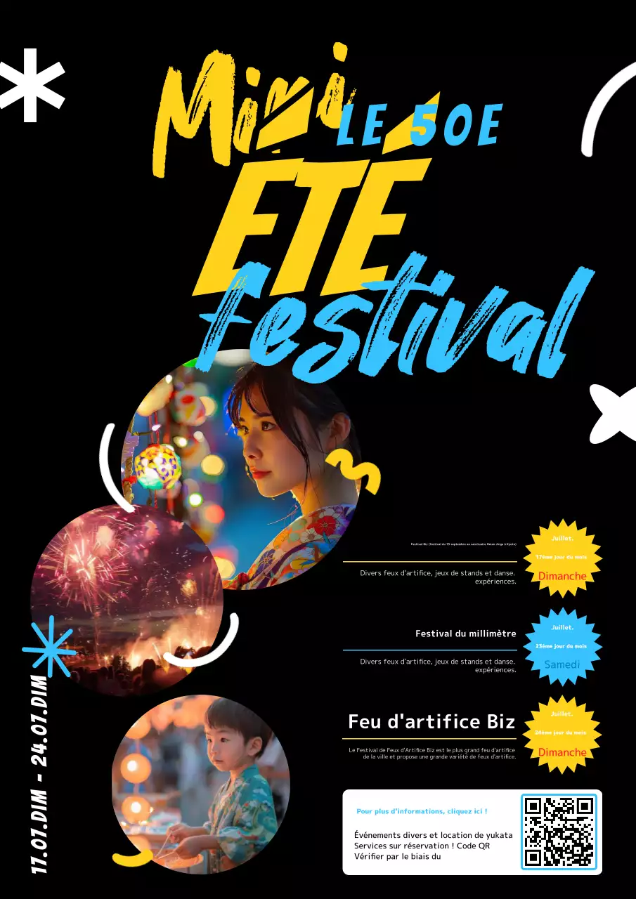 Promouvoir les festivals d'été grâce à un concept libre et coloré avec des formes et des photos noires