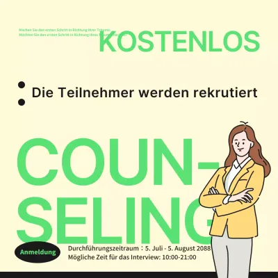 Bewerben Sie kostenlose Berufsberatungen mit einfachen elfenbeinfarbenen und gelb-grünen Farben