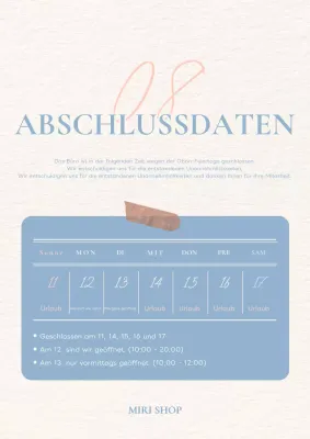 Ein ruhiges und einfaches Konzept Urlaub Brief in blau