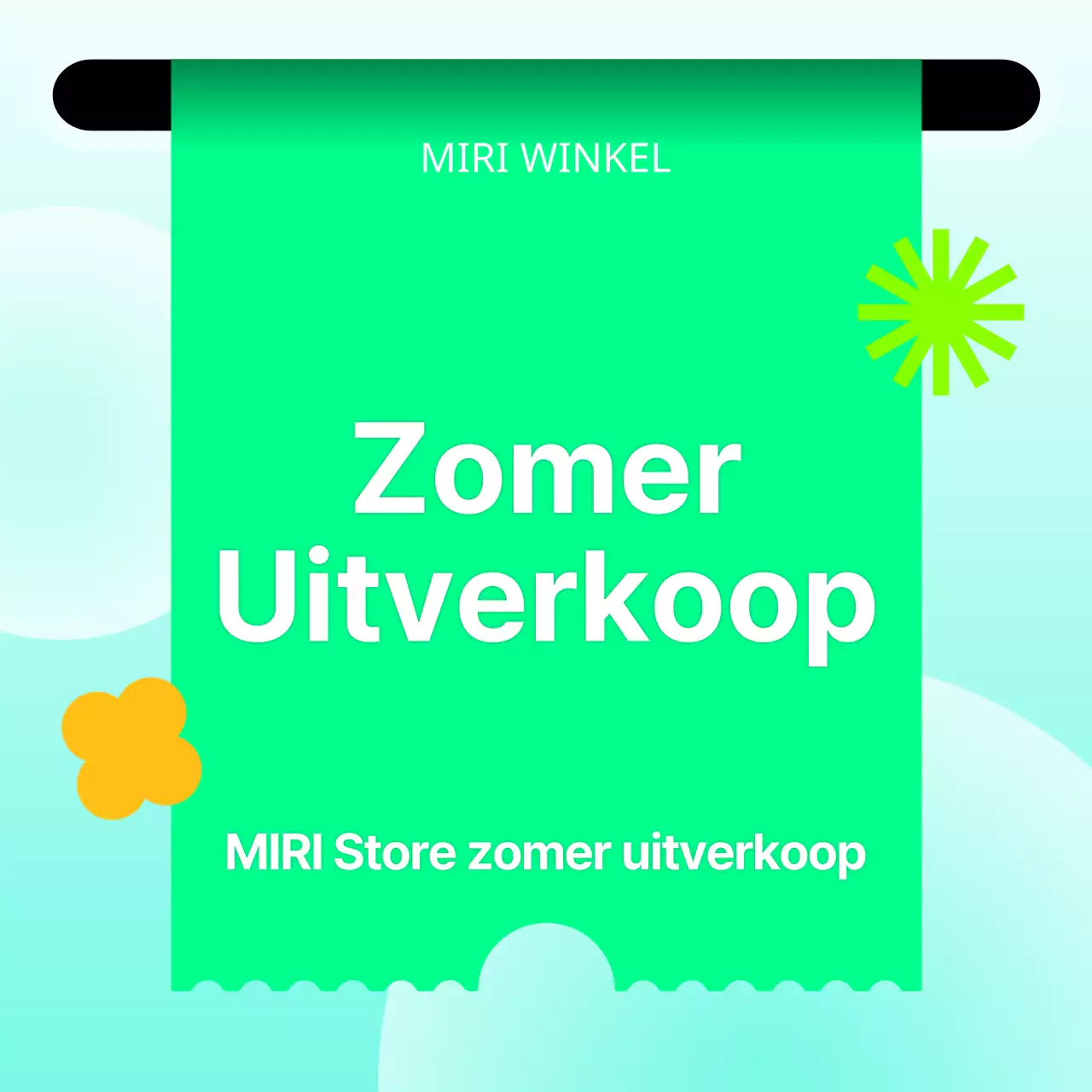 Promoot een moderne zomeruitverkoop in lichtblauw en chartreuse