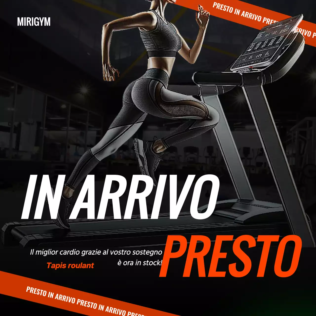 Annuncio dell'arrivo di attrezzature da palestra di tendenza in nero