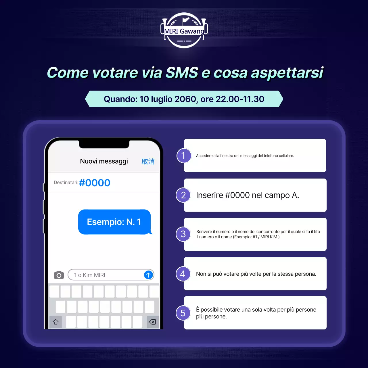 Testo semplice di annuncio di voto in viola