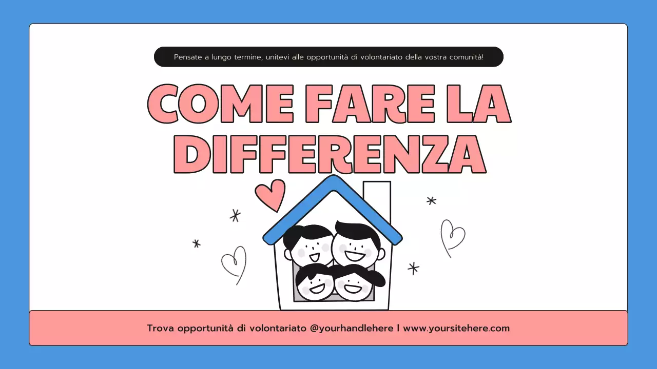 Una simpatica introduzione al servizio comunitario in blu e rosa