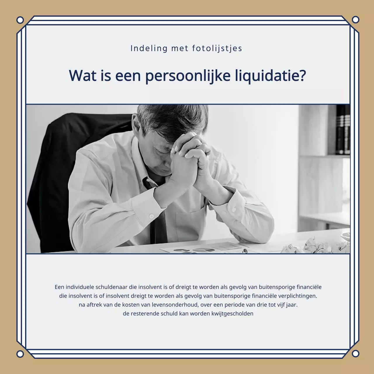 Een stijlvol advocatenkantoor promoten in marineblauw en goud