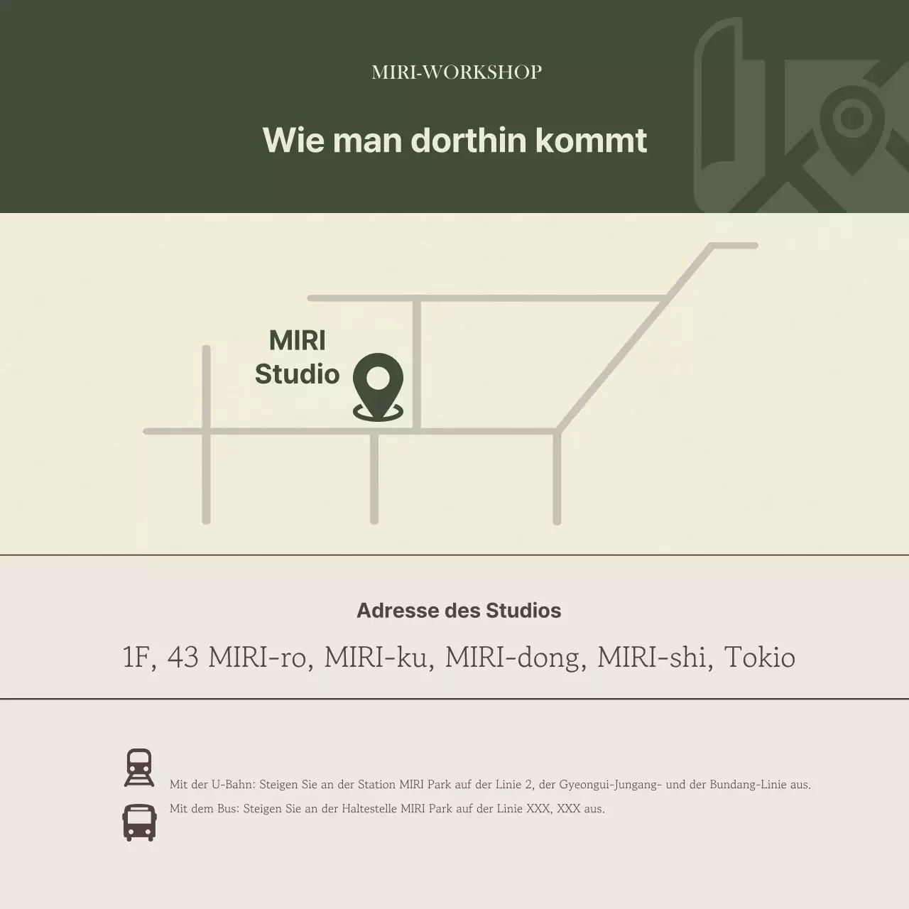 Werbung für einen einfachen eintägigen Kurs in Khaki und Beige