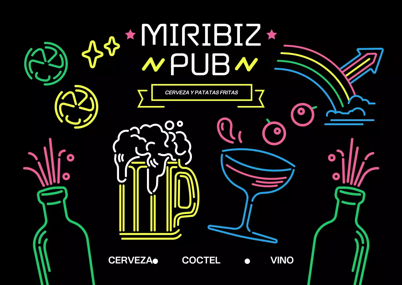 Un pub lleno de carteles de neón