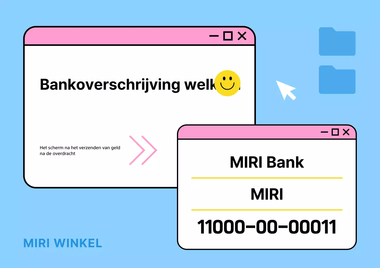 Een schattige lichtblauwe en roze aankondiging voor automatische incasso