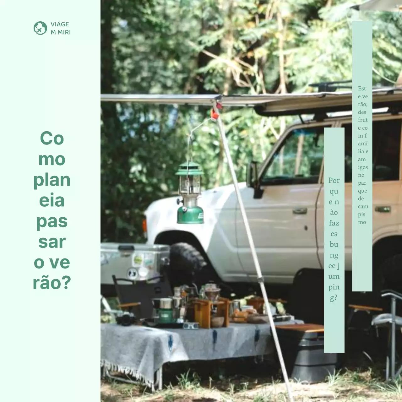 Anúncios simples de relações públicas de produtos de viagem em verde e caqui.