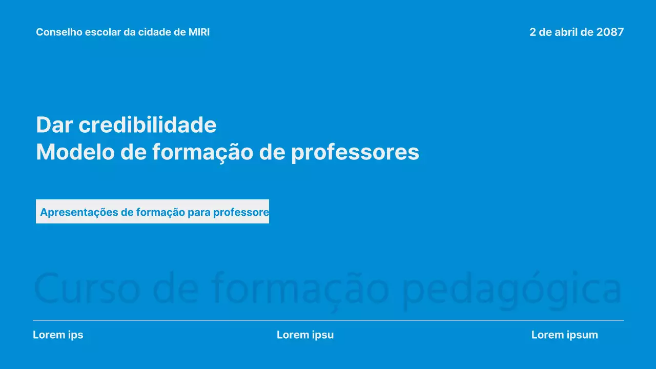 Um programa de formação simples, azul e cinzento