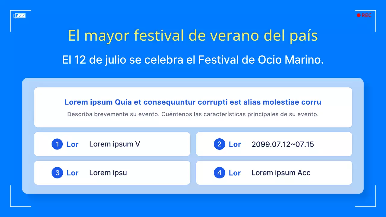 Promoción de un sencillo festival de ocio marítimo en azul y amarillo